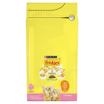 Friskies Junior Karma dla kotów z mieszanką kurczaka i indyka z mlekiem 1,5 kg