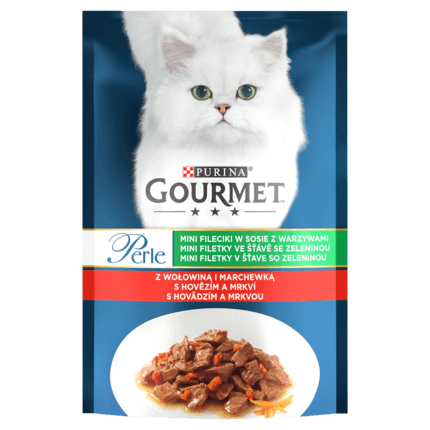 Gourmet® Perle Karma dla kotów mini fileciki w sosie z wołowiną i marchewką 85 g