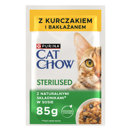 PURINA® CAT CHOW® Sterilised z Kurczakiem i bakłażanem w sosie dla wysterylizowanych kotów
