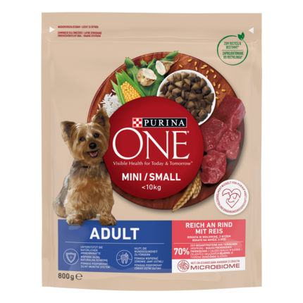 Purina ONE® Mini <10 kg Adult, bogata w wołowinę