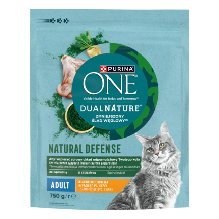 Purina ONE DualNature™ Spirulina Adult Kurczak jako pierwszy składnik