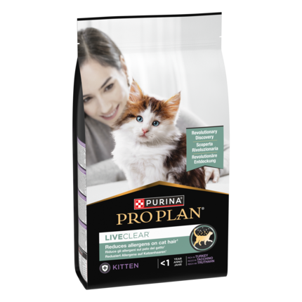 PURINA® PRO PLAN® LIVECLEAR® Kitten < 1 year dla kociąt Bogata w Indyka. Pełnoporcjowa karma dla kociąt.