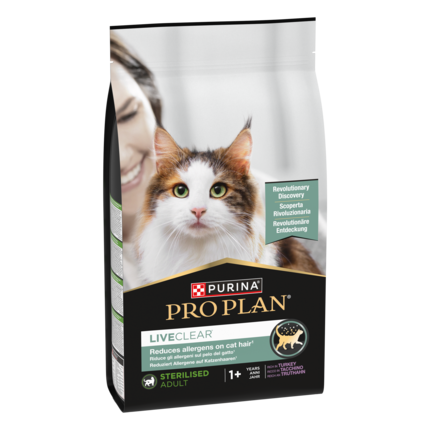 Pełnoporcjowa karma dla dorosłych kotów po zabiegu sterylizacji. Redukuje alergeny na sierści kota