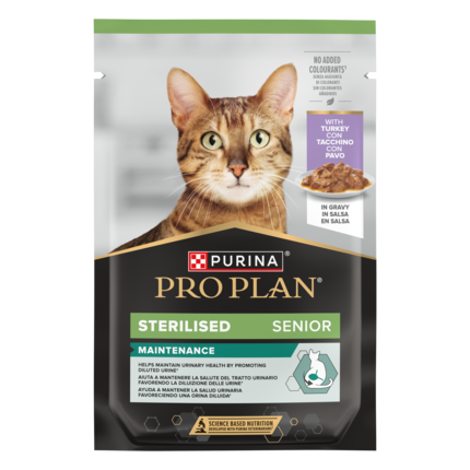 PRO PLAN® 7+ Sterilised Senior MAINTENANCE, : Karma mokra dla dorosłych wysterylizowanych kotów, Delikatne kawałki z Indykiem
