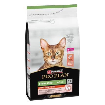 PRO PLAN® Sterilised Adult VITAL FUNCTIONS, Karma sucha dla kotów dorosłych po zabiegu sterylizacji, Bogata w Łososia