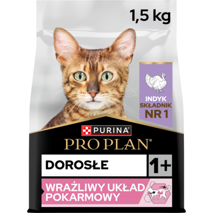 PRO PLAN® Adult DELICATE DIGESTION, Karma sucha dla kotów dorosłych z wrażliwym układem pokarmowym, Bogata w Indyka