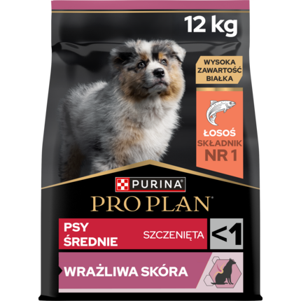 Pro Plan Puppy Medium Sensitive Skin – karma z łososiem dla szczeniąt