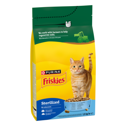 Purina Friskies® Sterilized sucha karma dla dorosłych kotów z Łososiem i Warzywami 1.5 worek