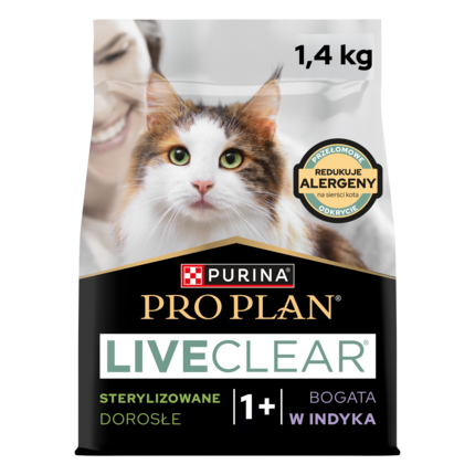 PRO PLAN® LIVECLEAR® Sterilised Adult – sucha karma dla kotów, bogata w Indyka
