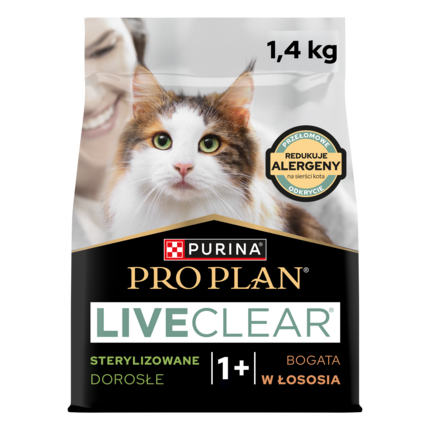PRO PLAN® LIVECLEAR® Sterilised Adult – sucha karma dla kotów, bogata w Łososia