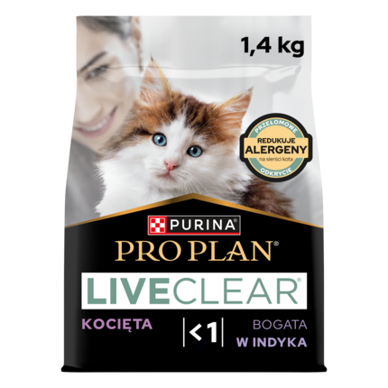 PRO PLAN® LIVECLEAR® Kitten <1, sucha karma dla kociąt, bogata w Indyka