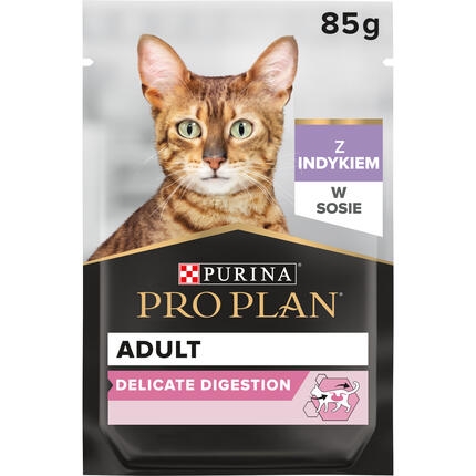 PRO PLAN® Adult DELICATE DIGESTION, Karma mokra dla kotów dorosłych o wrażliwym układzie pokarmowym, Delikatne kawałki z Indy
