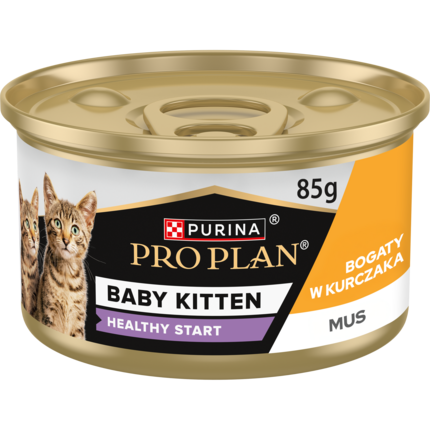 PRO PLAN® BABY KITTEN Healthy Start, Karma mokra dla najmłodszych kociąt w okresie odsadzania od matki, Mus Bogaty w Kurczaka