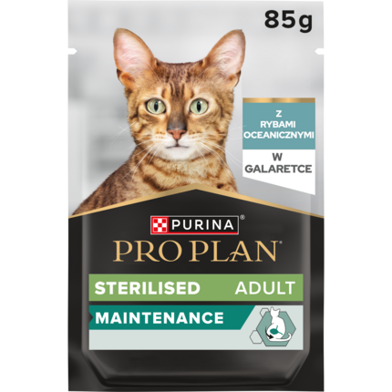 PRO PLAN® Sterilised Adult MAINTENANCE, Karma mokra dla kotów sterylizowanych, Wilgotny pasztet z Rybą Oceaniczną w Galaretce