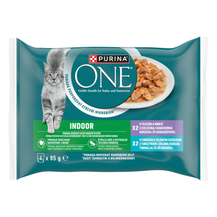 Purina® ONE® Indoor Mokra karma z Cielęciną i Tuńczykiem