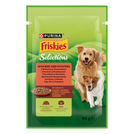 Friskies® Karma dla psów w sosie z wołowiną i ziemniakami