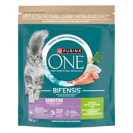 Purina® ONE® Sensitive, Bogata w Indyka i Ryż