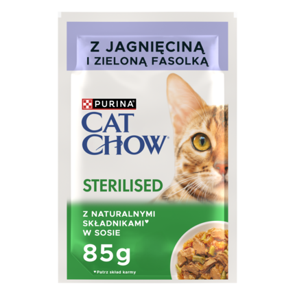 PURINA® CAT CHOW® Sterilised z Jagnięciną i zieloną fasolką w sosie dla wysterylizowanych kotów