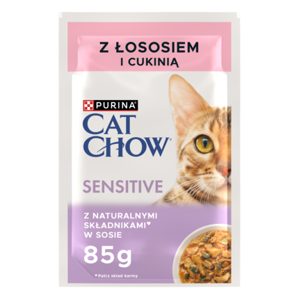 Cat Chow Adult Sensitive Łosoś z cukinią w sosie mokra karma dla kotów