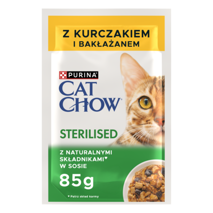 PURINA® CAT CHOW® Sterilised z Kurczakiem i bakłażanem w sosie dla wysterylizowanych kotów