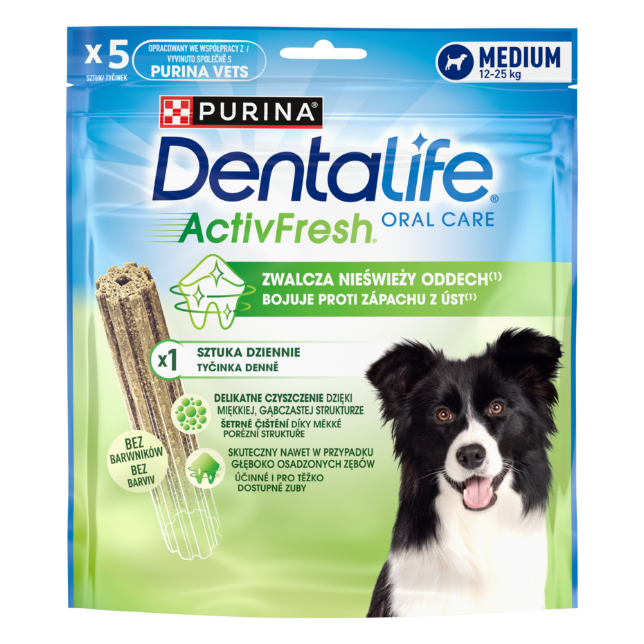 Purina® DentaLife® ActivFresh Uzupełniająca karma dla średniej wielkości psów