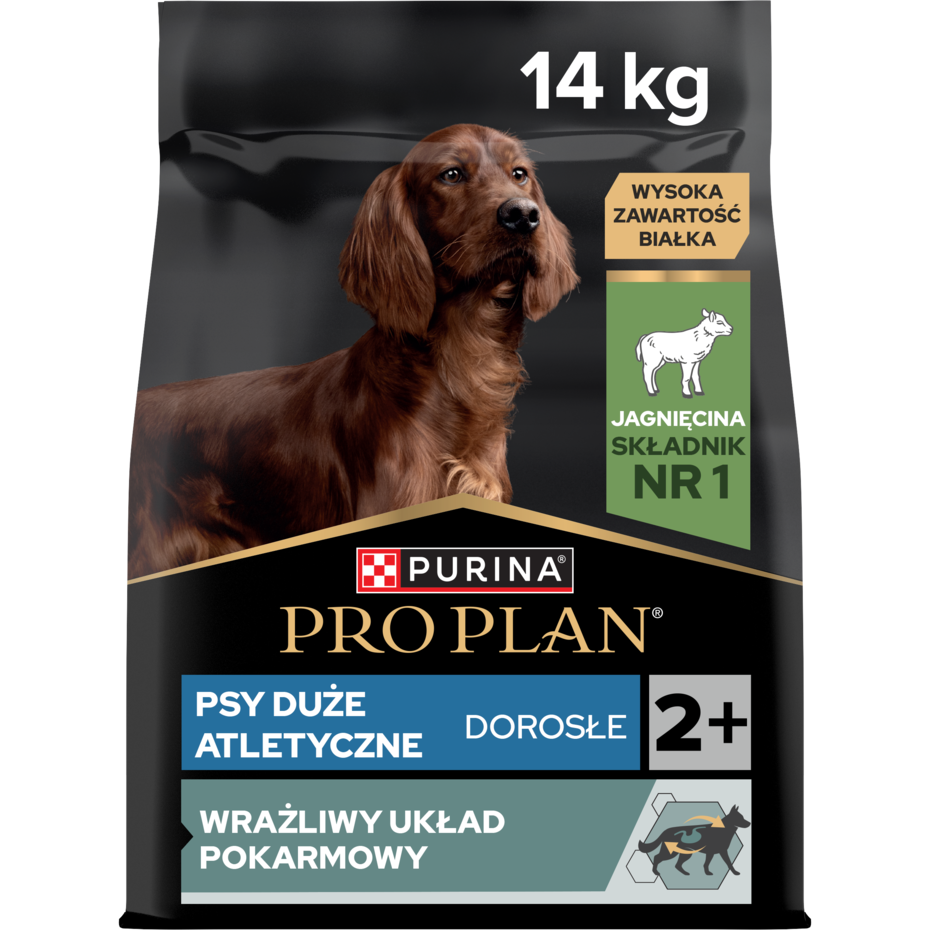 PRO PLAN® SENSITIVE DIGESTION Karma sucha dla dorosłych psów ras dużych atletycznych z wrażliwym układem pokarmowym, Bogata w