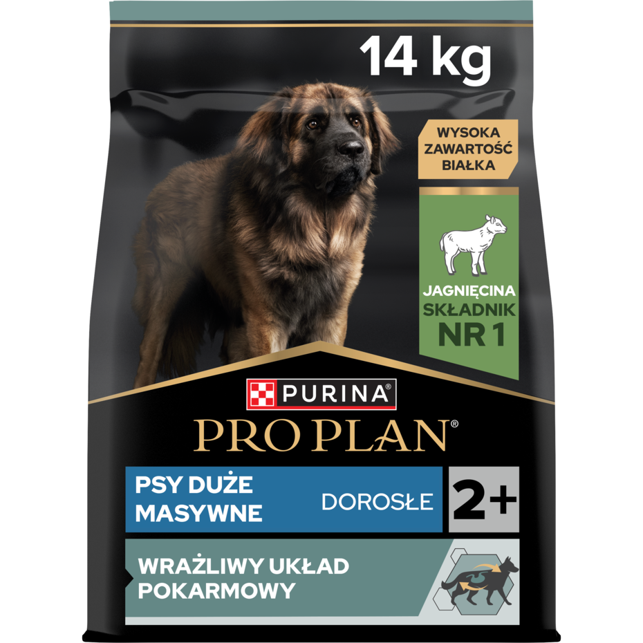 PRO PLAN® SENSITIVE DIGESTION, Karma sucha dla dorosłych psów ras dużych z wrażliwym układem pokarmowym, Bogata w Jagnięcinę