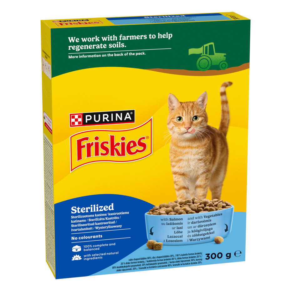 Purina Friskies® Sterilized sucha karma dla dorosłych kotów z Łososiem i Warzywami
