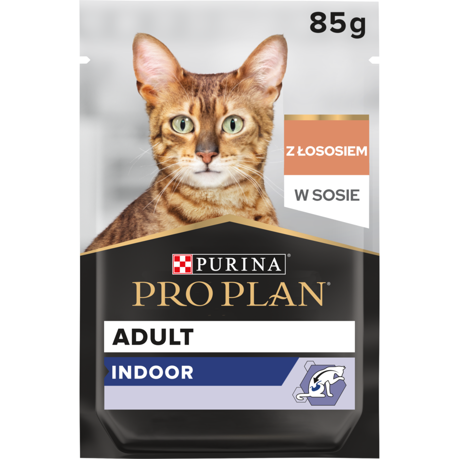 PRO PLAN® Adult INDOOR, Karma mokra dla dorosłych kotów, Delikatne kawałki z Łososiem w Sosie