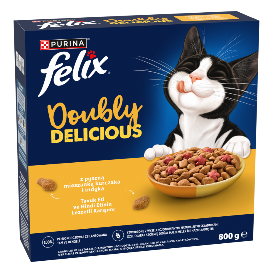 Felix Doubly Delicious Adult z pyszną mieszanką kurczaka i indyka, bogata w buraka