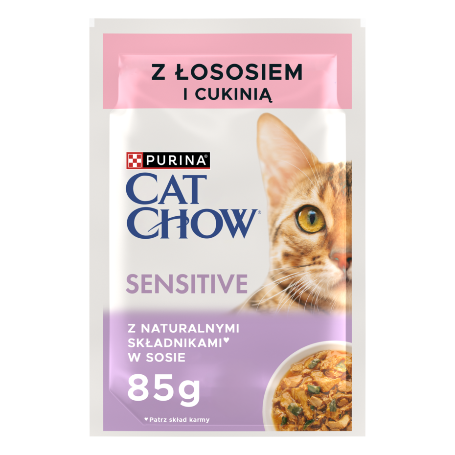Cat Chow Adult Sensitive Łosoś z cukinią w sosie mokra karma dla kotów