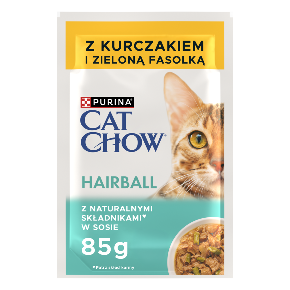 PURINA® CAT CHOW® Hairball z kurczakiem i zieloną fasolką w sosie