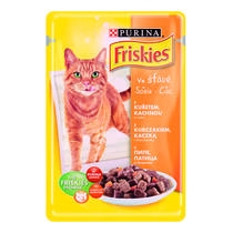 Friskies Adult Saszetka z kurczakiem, kaczką i marchwią w sosie