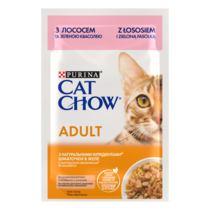 PURINA® CAT CHOW® Adult z łososiem i zieloną fasolką w galaretce