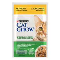 PURINA® CAT CHOW® Sterilised z kurczakiem i bakłażanem w sosie