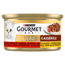 Gourmet® Gold Karma dla kotów casserole z wołowiną i kurczakiem w sosie z pomidorami 85 g