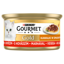 Gourmet® Gold Karma dla kotów kawałki w smakowitym sosie z wołowiną 85 g