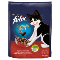 Felix Crunchy & Soft Sucha karma dla kotów z pyszną mieszanką kurczaka i wołowiny z warzywami 950 g