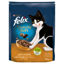Felix Crunchy & Soft Sucha karma dla kotów z pyszną mieszanką kurczaka i indyka z warzywami 950 g