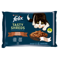 Felix® Tasty Shreds Karma dla dorosłych kotów wiejskie smaki w sosie 320 g (4 x 80 g)