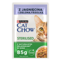 Purina® Cat Chow® Purina® Cat Chow®  Sterilised, delikatne kawałki w sosie Z jagnięciną i zieloną fasolką Pełnoporcjowa karma