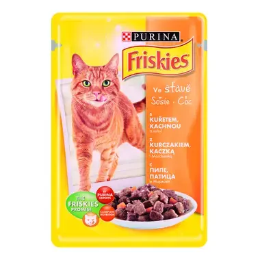 Friskies Adult Saszetka z kurczakiem, kaczką i marchwią w sosie