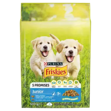 Friskies 5 Promises Junior Karma dla szczeniąt z kurczakiem i warzywami z mlekiem 500 g