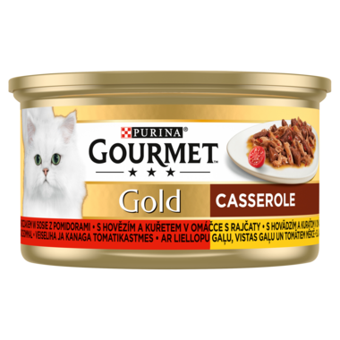 Gourmet Gold Karma dla kotów casserole z wołowiną i kurczakiem w sosie z pomidorami 85 g