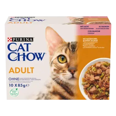 PURINA® CAT CHOW® Adult z Łososiem i zieloną fasolką w galaretce dla dorosłych kotów