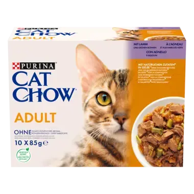 PURINA® CAT CHOW® Adult z Jagnięciną i zieloną fasolką w sosie dla dorosłych kotów