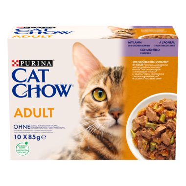 PURINA® CAT CHOW® Adult z Jagnięciną i zieloną fasolką w sosie dla dorosłych kotów