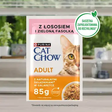 PURINA® CAT CHOW® Adult z Łososiem i zieloną fasolką w galaretce dla dorosłych kotów