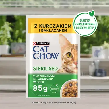 PURINA® CAT CHOW® Sterilised z Kurczakiem i bakłażanem w sosie dla wysterylizowanych kotów