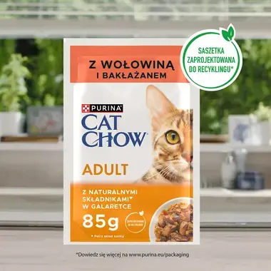 PURINA® CAT CHOW® Adult z Wołowiną i bakłażanem w galaretce dla dorosłych kotów